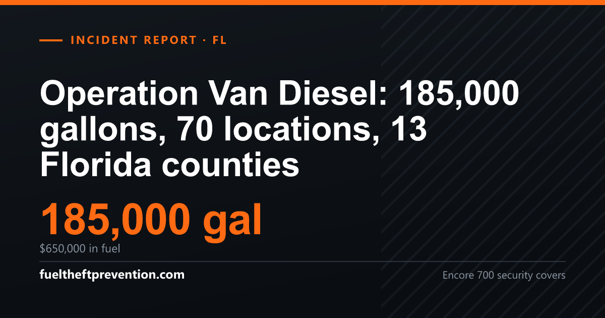 Social preview image for: Operation Van Diesel: 185,000 gallons, 70 locations, 13 Florida counties